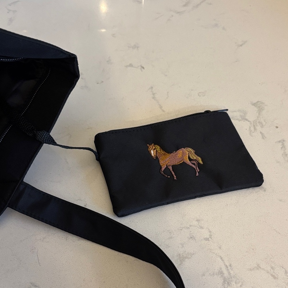 Black Tote Bag with Horse Embroidery - Picture 5 of 9